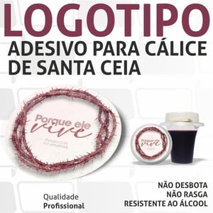 Logotipo para Cálice de Santa Ceia Adesivo Bopp Branco 2,5x2,5 cm Colorido  Corte Redondo, Quadrado ou Especial 
