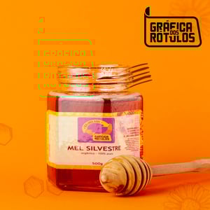 Etiquetas Mel e Própolis Bopp (plástico) 4,8x4,8 cm Colorido  Corte Redondo ou Quadrado Cola Extra Forte