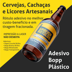 Rótulos Personalizados Cervejas, Cachaças e Licores Artesanais Bopp (plástico) 12x1,5 cm Colorido  Corte Especial Cola Extra Forte