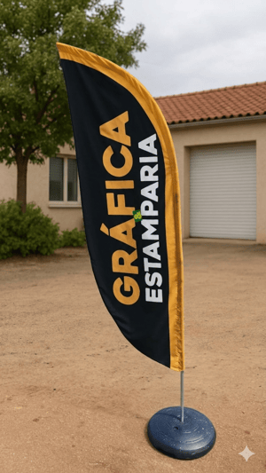 Wind Banner Completo (G) TECIDO TECNOSPORT 100% SINTÉTICO 2.90M X 0.65M DUPLA-FACE | IMPRESSÃO ULTRA-HD EPSON ESTRUTURA DE ALUMÍNIO DESMONTÁVEL FACA | PENA | VELA | ÂNGULO / BASE TITAN BLACK 