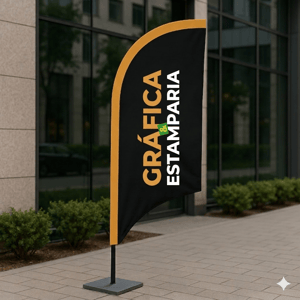 Wind Banner Completo (P) TECIDO TECNOSPORT 100% SINTÉTICO 1.85M X 0.65M DUPLA-FACE | IMPRESSÃO ULTRA-HD EPSON ESTRUTURA DE ALUMÍNIO DESMONTÁVEL FACA | PENA | VELA | ÂNGULO / BASE TITAN BLACK 