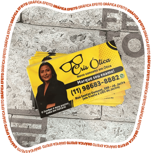 Cartão de Visita | A partir do Couchê 250g 5x9cm | 4x0 (somente frente) | Verniz total frente | Corte reto 