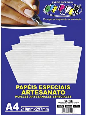 PAPEL VERGÊ 180g/m² - OFF PAPER - 50 FOLHAS      