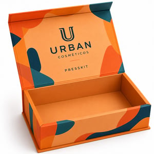 PRESSKITS - CAIXAS COM TAMPA EM PAPELÃO E BASE EM TRIPLEX