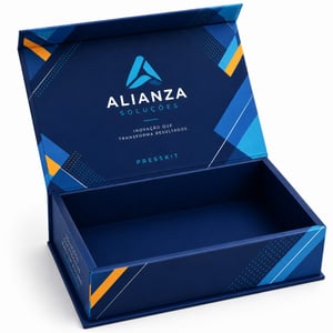 PRESSKITS - CAIXAS COM TAMPA EM PAPELÃO E BASE EM TRIPLEX