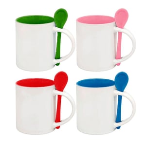 Caneca Com Colher Interior e Alça colorida