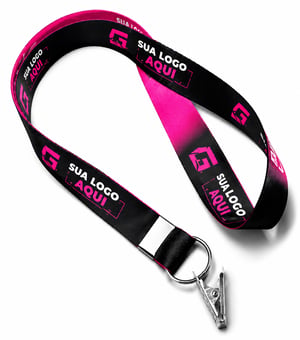 Cordão Personalizado 15mm ou 20mm com argola e jacaré