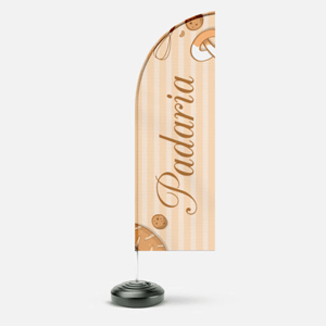 WindBanner Completo Tecido + Base + Hastes 2,50m x 65cm Frente e Verso   Modelo FACA