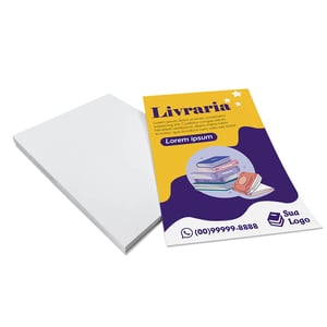 1.000/Und. Panfleto Couchê 90g Brilho 10x14cm 4x0 Cores Impressão Colorida Frente Sem verniz Corte Reto 