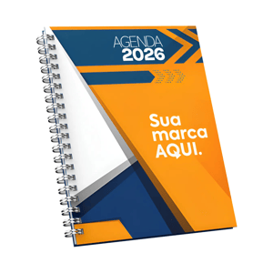Agenda Diária Capa Dura Planejamento Datada Capa Dura 15,5x21,5cm 4x4 Cores Impressão Colorida Frente e Verso Laminação Fosca Premium Fechamento em Wire-o 