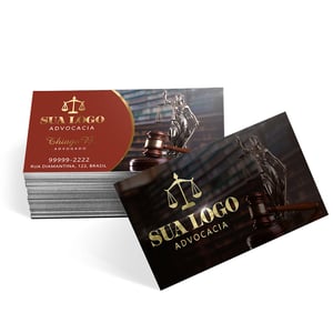 Cartão de visita Couchê 250g 9x5cm 4x4 Laminação Fosca e Hot stamping Frente Corte Reto 