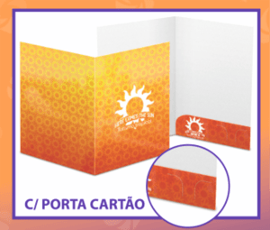 Pasta - Bolsa com Impressão Papel Couchê - 250gr  Impressão capa / Contra capa e Bolso C/ Porta Cartão  
