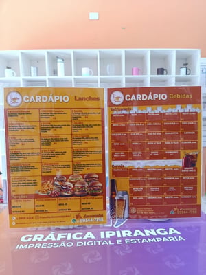 Cardápio - Frente e Verso      