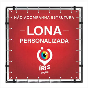 Lona Impressa com Ilhós Lona Brilho 440g Formato á definir 4x0 Sem verniz Reforço e Ilhós Impressão em lona, com Bainha em solda eletrônica e ILHÓS.