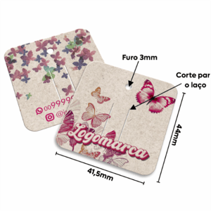 TAG MINI LAÇO 300G COM VERNIZ IMPRESSÃO FRENTE      