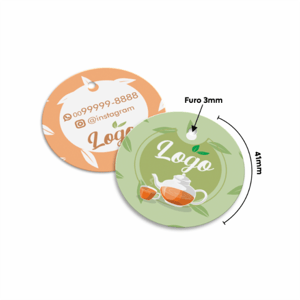 TAG MINI BOLA 300G COM VERNIZ IMPRESSÃO FRENTE      