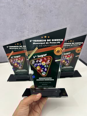 TROFÉU ACRÍLICO 20CM COM IMPRESSÃO UV      