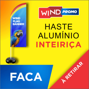 WIND PROMOCIONAL FACA (M) TECIDO TECNOSPORT 100% SINTÉTICO 2.50M X  0.65M DUPLA-FACE | IMPRESSÃO ULTRA-HD EPSON ESTRUTURA DE ALUMÍNIO INTEIRIÇA COSTURA OVERLOQUE EXTERNO Base Titan Black Modelo Maleta com Alça