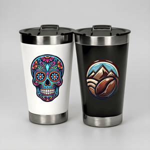 COPO TÉRMICO AÇO INOX 171MM x 91MM 4 CORES + BRANCO + VERNIZ ULTRA HD ADESIVO DTF UV 500 ML / COM OU SEM ESTAMPA FRETE GRÁTIS NAS COMPRAS ACIMA DE 100,00, CONSULTE AS REGIÕES.