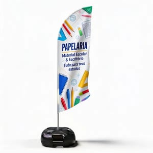 Wind Banner Completo Profissional para Lojas (P) TECIDO TECNOSPORT 100% SINTÉTICO 1.85M X 0.65M DUPLA-FACE | IMPRESSÃO ULTRA-HD EPSON ESTRUTURA DE ALUMÍNIO DESMONTÁVEL FACA | PENA | VELA | ÂNGULO / BASE TITAN BLACK FRETE GRÁTIS NAS COMPRAS ACIMA DE 100,00, CONSULTE AS REGIÕES.