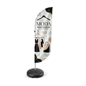 Wind Banner Promocional para Campanhas Publicitárias PENA (P) TECIDO TECNOSPORT 100% SINTÉTICO 1.85M X  0.65M DUPLA-FACE | IMPRESSÃO ULTRA-HD EPSON ESTRUTURA DE ALUMÍNIO INTEIRIÇA COSTURA OVERLOQUE EXTERNO BASE TITAN BLACK COM ALÇA