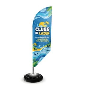 Wind Banner Promocional com Haste Única ÂNGULO (P) TECIDO TECNOSPORT 100% SINTÉTICO 1.85M X  0.65M DUPLA-FACE | IMPRESSÃO ULTRA-HD EPSON ESTRUTURA DE ALUMÍNIO INTEIRIÇA COSTURA OVERLOQUE EXTERNO BASE TITAN BLACK COM ALÇA