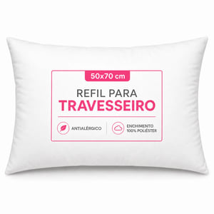 REFIL PARA TRAVESSEIRO FIBRA VIRGEM DE SILICONE ANTIALÉRGICO 70CM X 50CM BRANCA TECIDO TACTEL ENCHIMENTO 1000GR / SUPER MACIA FRETE GRÁTIS NAS COMPRAS ACIMA DE 100,00, CONSULTE AS REGIÕES.