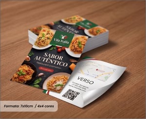 Flyers / Folhetos - Couchê 90g Couchê 90g 69x100mm 4x4 Sem verniz Corte Reto 