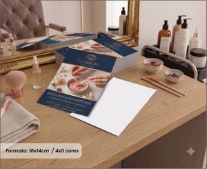 Flyers / Folhetos - Couchê 90g Couchê 90g 100x140mm 4x0 Sem verniz Corte Reto 