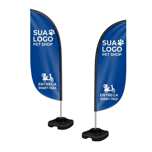 Wind Banner tecido oxford - haste de aluminio 600x2500mm 4x4  Costura overlock, Tamanho m, Wb pena fv completo com base e hastes 