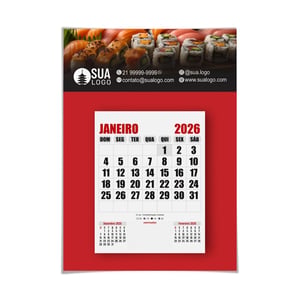 CALENDÁRIO DE PAREDE COM FOLHAS DESTACÁVEIS  20X28 cm    