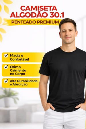Camiseta Algodão Premium 30.1 Lisa (PP ao GG)
