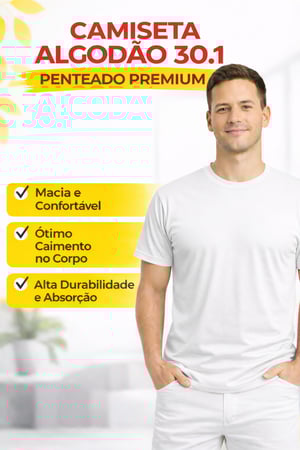 Camiseta Algodão Premium 30.1 Lisa (PP ao GG)