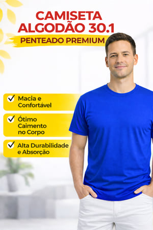 Camiseta Algodão Premium 30.1 Lisa (PP ao GG)