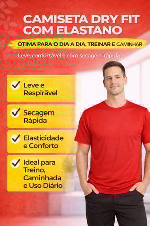 Camiseta Dry Fit com Elastano Lisa  PP ao GG