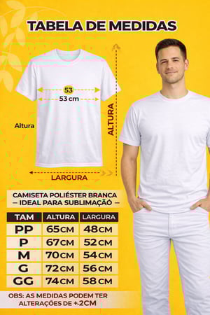 Camiseta Poliéster Lisa Branca para Sublimação | PP ao GG