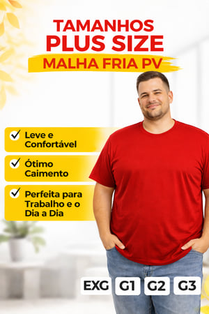 CAMISETA MALHA PLUS SIZE MALHA FRIA LISA PRETA  REFORÇO OMBRO A OMBRO Toque macio • Tecido leve • Secagem rápida • Não amassa fácil • Ótimo caimento • Ideal para dia a dia e trabalho