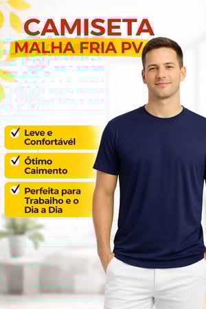 CAMISETA MALHA FRIA PV MALHA FRIA LISA PRETA  REFORÇO OMBRO A OMBRO Toque macio • Tecido leve • Secagem rápida • Não amassa fácil • Ótimo caimento • Ideal para dia a dia e trabalho
