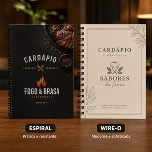 CARDÁPIO ENCADERNADO 5 FOLHAS
