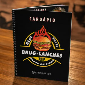 CARDÁPIO ENCADERNADO 5 FOLHAS