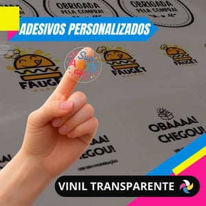 KIT ADESIVOS PERSONALIZADOS TRANSPARENTE Vinil Adesivo Transparente    Corte Circular, Quadrado, Especial 