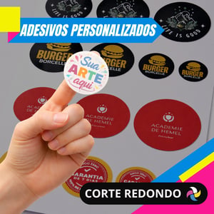 KIT ADESIVOS PERSONALIZADOS CORTE CIRCULAR Vinil Adesivo Brilho    Corte circular 