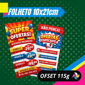 FOLHETO 10x21cm OFSET 115g Ofset 115g 10x21cm    