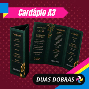 Cardápio Duas Dobras A3 Couchê 250g   Laminado  