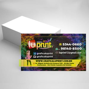 Cartão de Visita em Couchê 300g Fosco com Laminação Fosca e Verniz Localizado Couchê Fosco 300g 48x88mm 4x0  ou  4x4 Laminação Fosca e verniz localizado Refile 