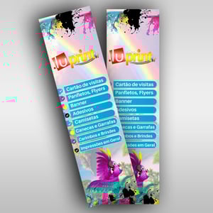 MARCADOR DE PÁGINA ( GRANDE ) Couchê 250g 26,8x4,8 4X0|4X1|4X4 UV total Frente Corte Reto 