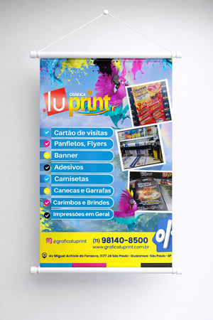 BANNER Lona 440g Personalizado  Brilho Bastão e Corda 