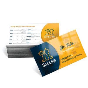 Cartão de Visita Papel Couchê 250g (PEQUENAS TIRAGENS) 9x5 cm 4/4 Frente e Verso  Corte reto sem verniz 