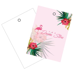 TAG Papel C2S 250g 5X7 cm 4/0 Verniz UV Total Frente Corte Reto e Furo 3mm 