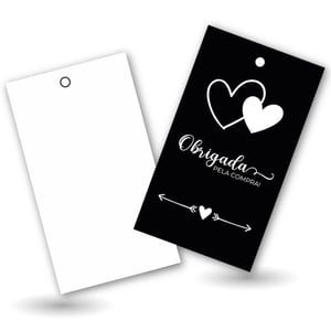 TAG Papel C2S 250g 9x5 cm 4/0 Verniz UV Total Frente Corte Reto e Furo 3mm 